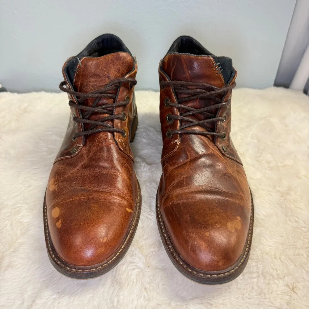 Steve Madden Medici Men's Leather Chukka Boots Cognac Brown Lace-Up Size 11